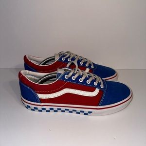VANS Youth Sz 5 Red/White/Blue Checkered Skateboard Shoes Women’s Sz 7 #500714